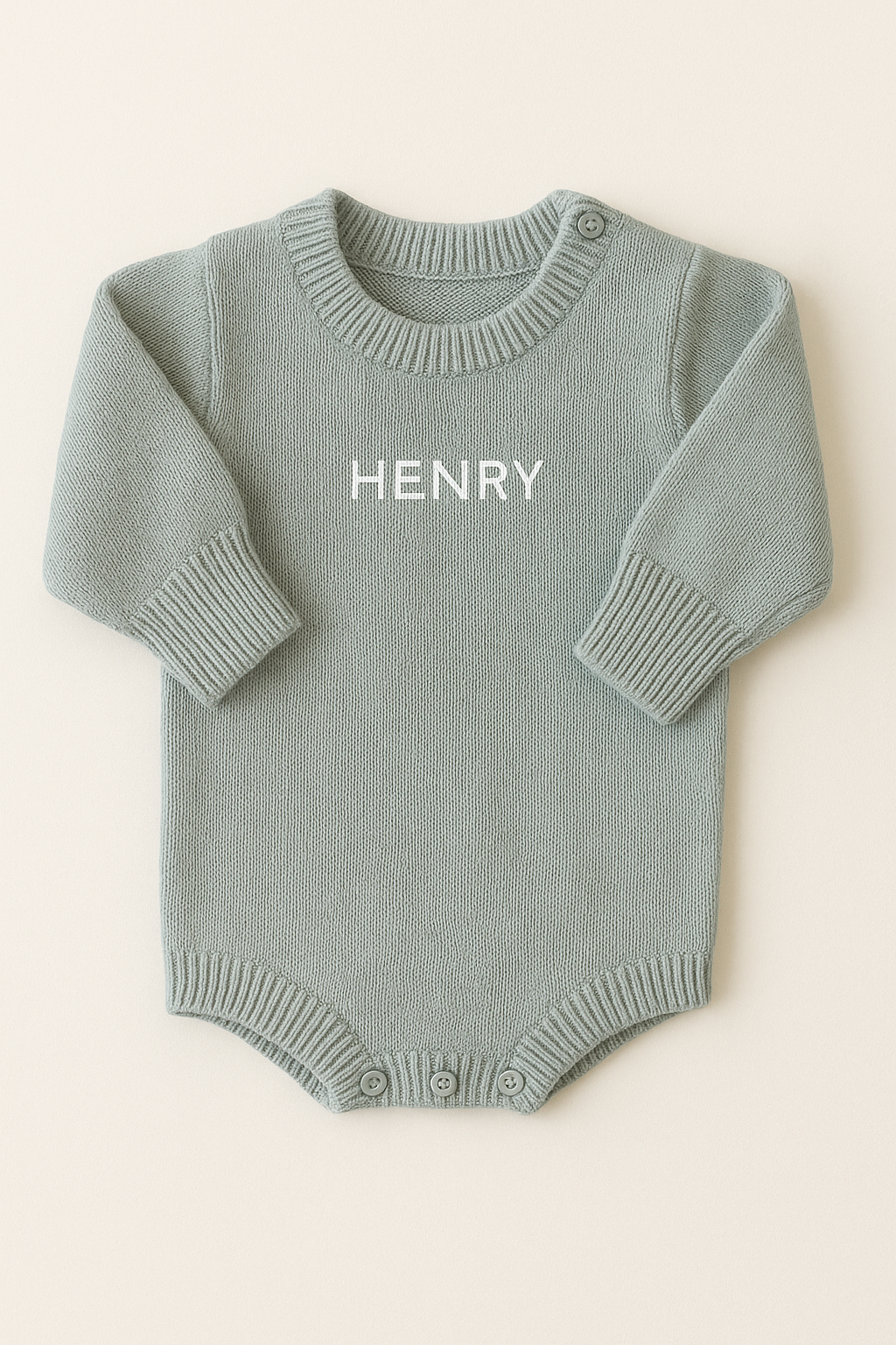 Personalized Organic Knit Baby Romper β With Custom Name Embroidery