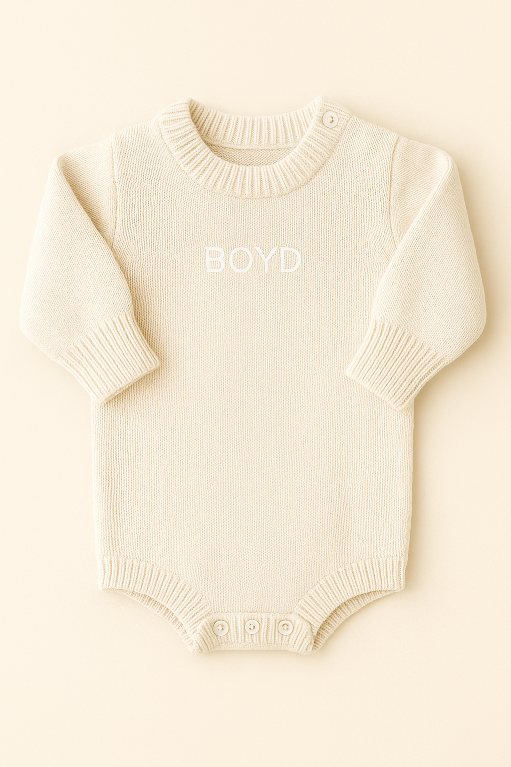 Personalized Organic Knit Baby Romper β With Custom Name Embroidery